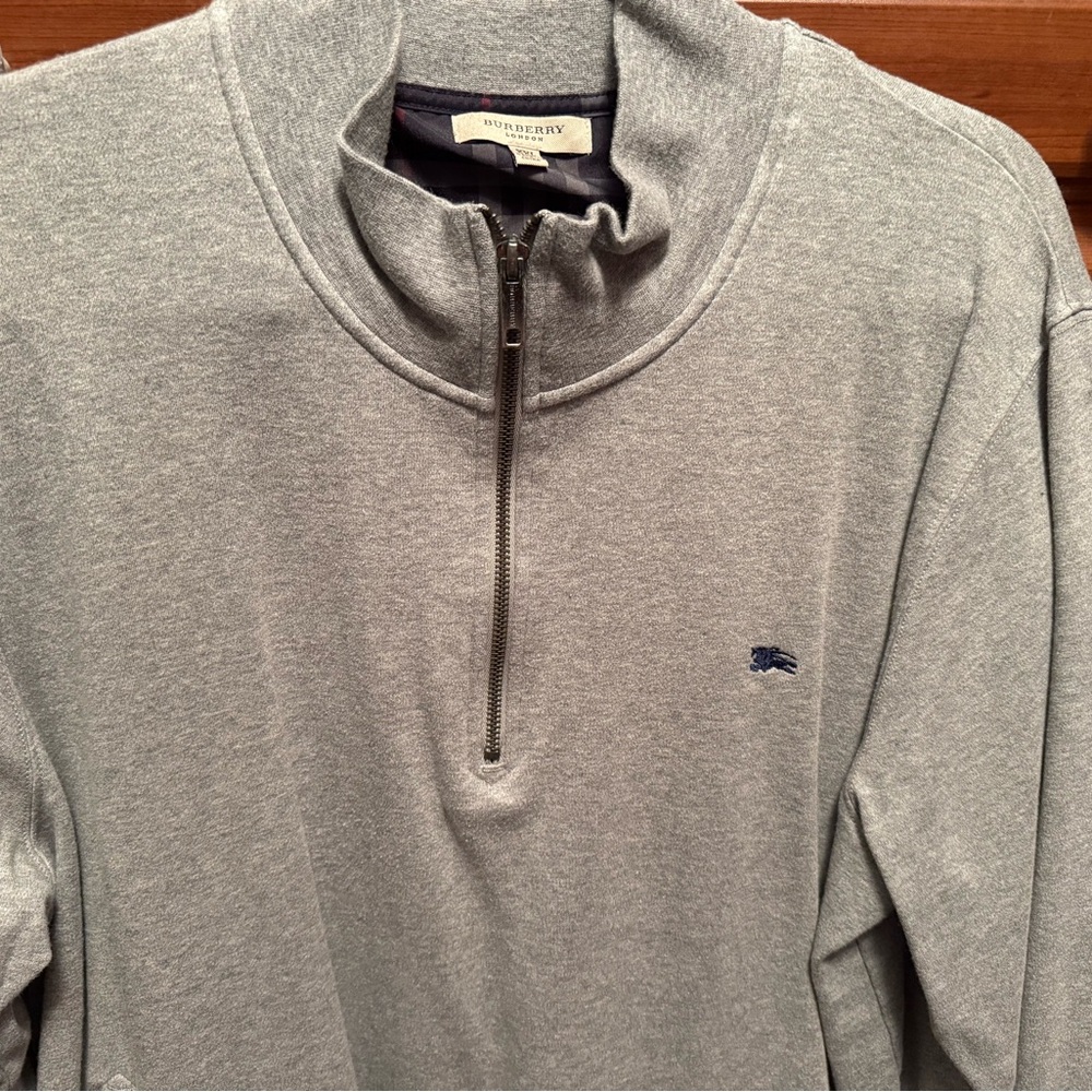 Burberry Light Gray Half-Zip Pullover - image 1